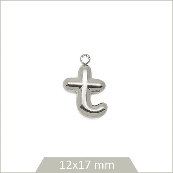 1 breloque lettre T en acier inoxydable 304