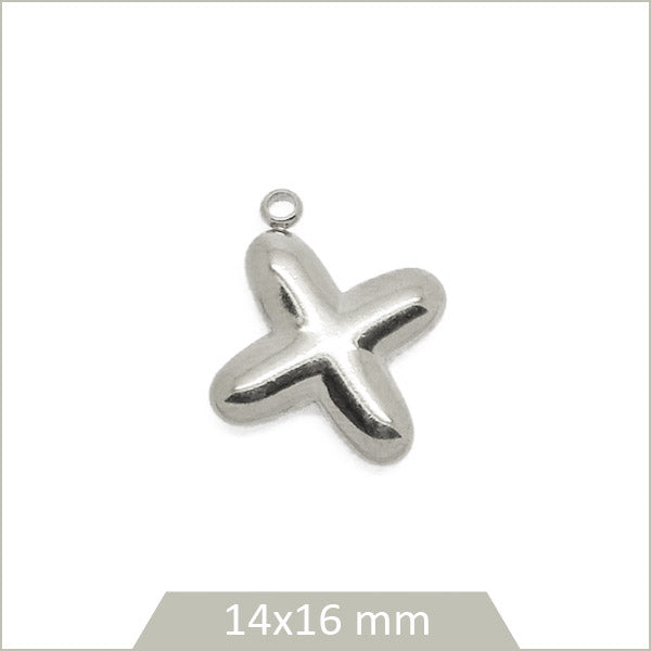 1 breloque lettre X en acier inoxydable 304