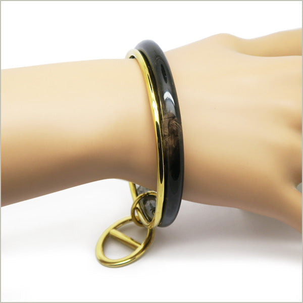 1 bracelet double résine et jonc acier inoxydable doré