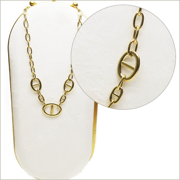 1 collier chaîne maillon ovale en acier inox doré 20 cm