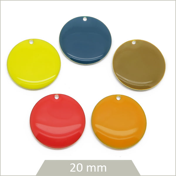 Mix automne de 10 sequins plats effet émaillé ronds, 20 mm