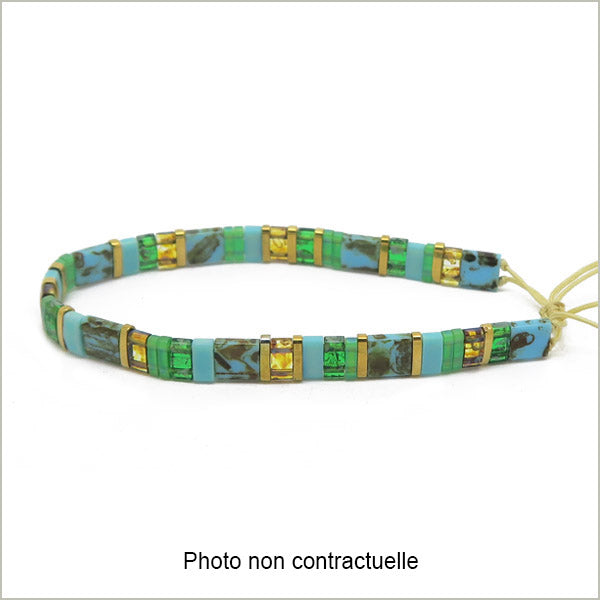 6g de mix de perles Tila turquoise OR