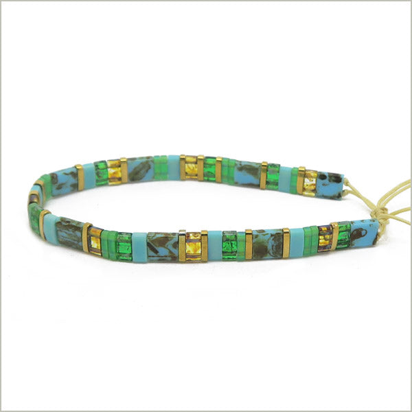 6g de mix de perles Tila turquoise OR