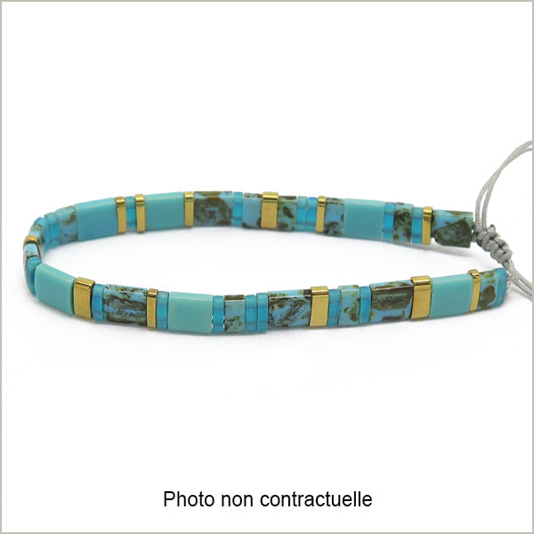 6g de mix de perles Tila turquoise OR