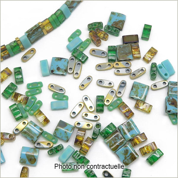 6g de mix de perles Tila turquoise OR