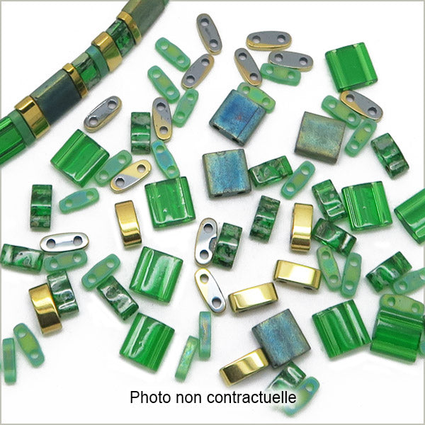 6g de mix de perles Tila Emeraude