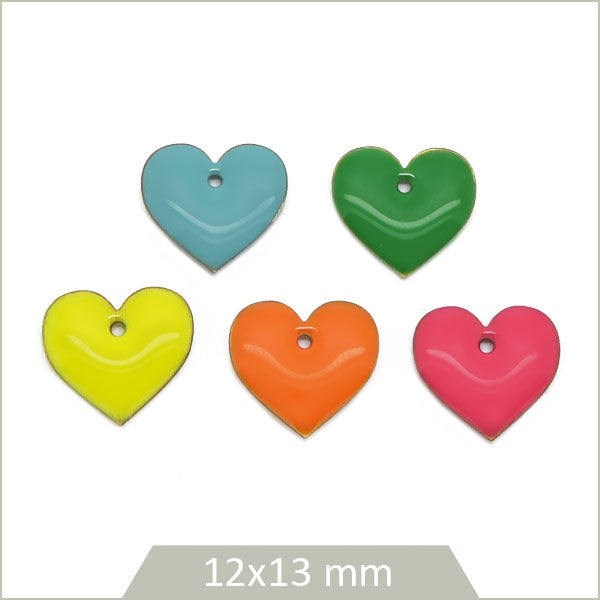 Mix de 10 sequins coeur effet émaillé été