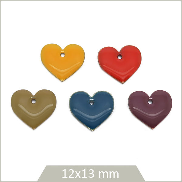 Mix de 10 sequins coeur effet émaillé nature