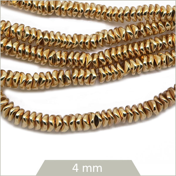 Env. 300 perles heishi ondulées en hématite rose gold, 4mm