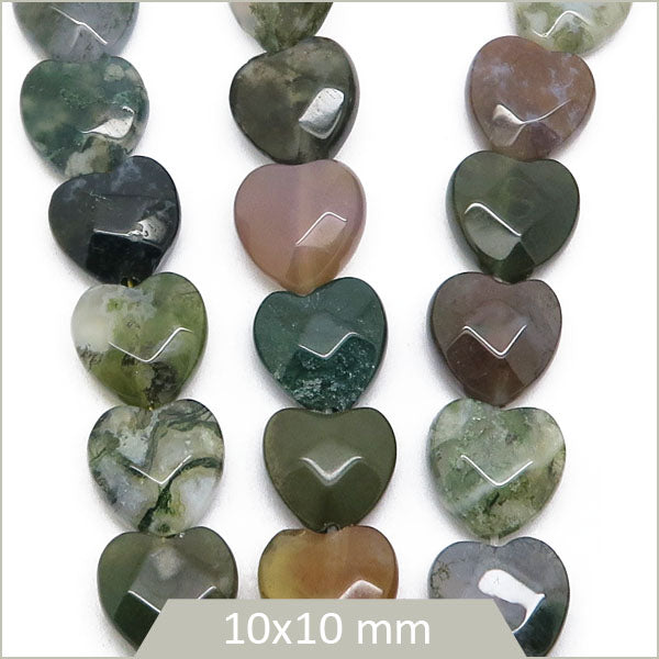 10 perles cœur en agate indienne, 10 mm