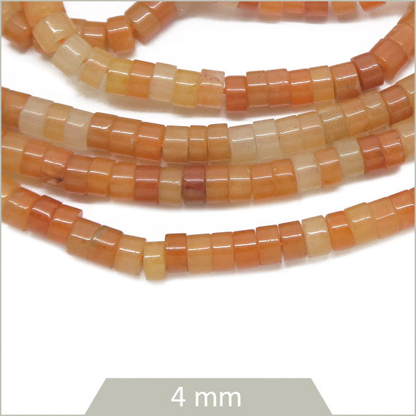 Env. 160 perles heishi en Aventurine rouge, 4mm