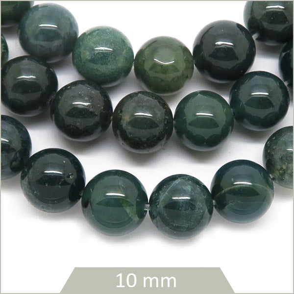Env. 38 perles rondes en Agate Mousse 10 mm
