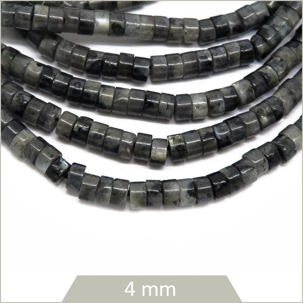 Env. 158 perles heishi Labradorite noir 4 mm