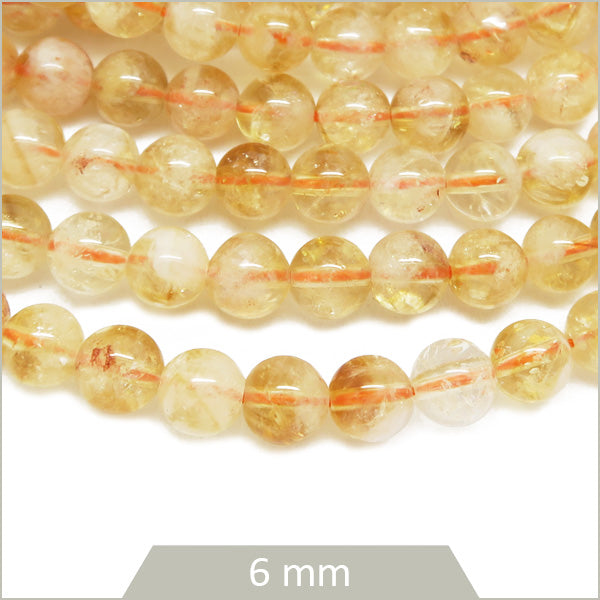 Env. 60 perles rondes de Citrine, 6 mm