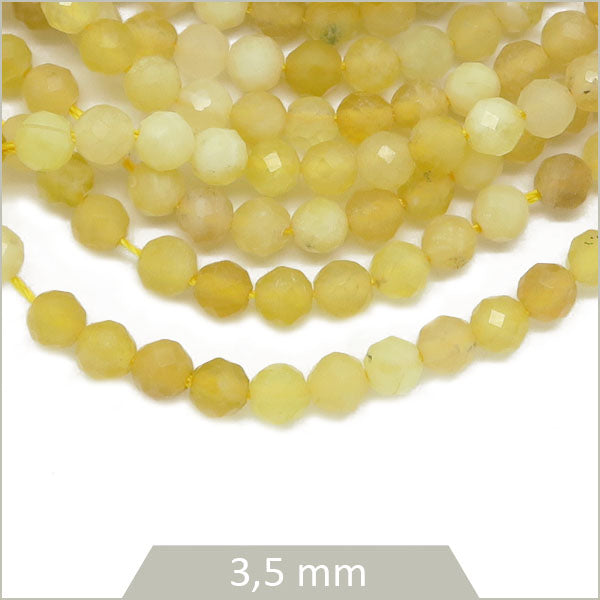 Env. 140 perles facettées en Opale jaune, 3,5 mm