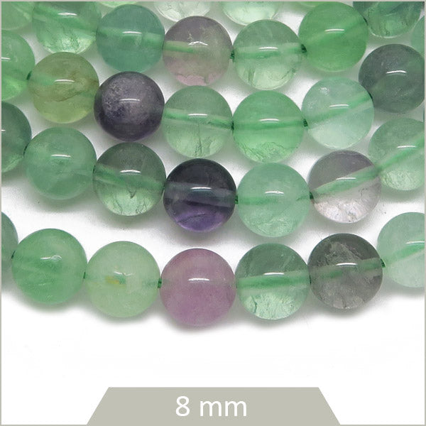 Env. 46 perles rondes en Fluorite 8 mm