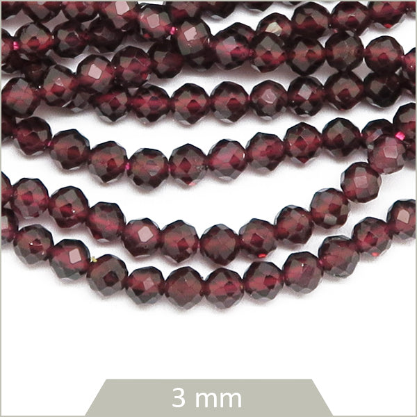 Env. 116 perles facettées en Grenat, 3 mm