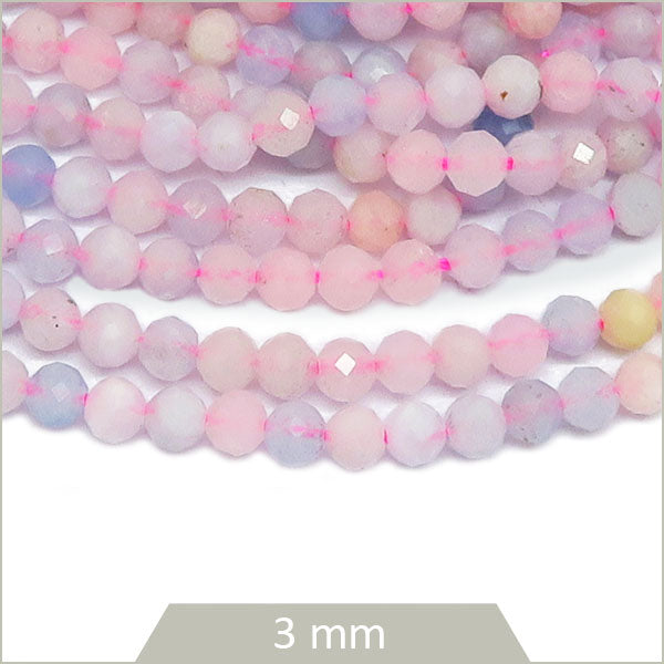 Env. 120 perles facettées de Morganite, 3 mm