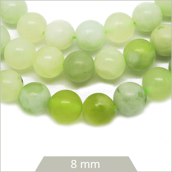 Env. 48 perles rondes en Jade fil d'or, 8 mm