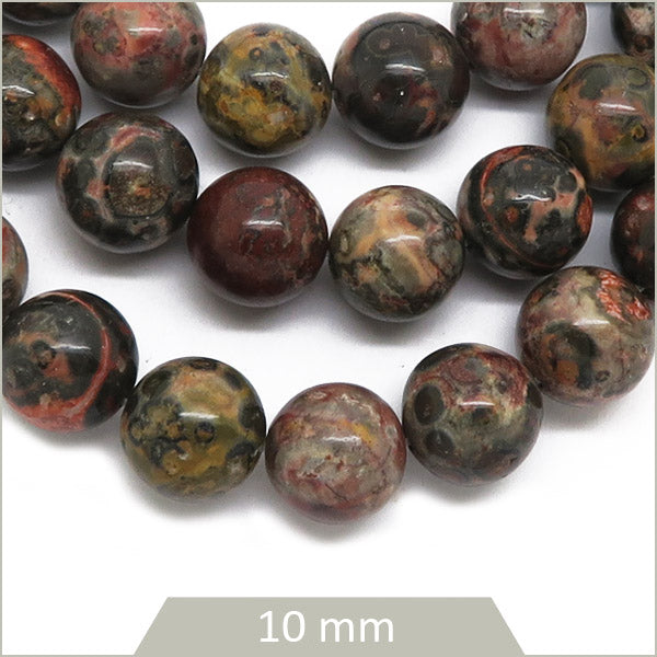 Env. 36 perles rondes en Jaspe Léopard 10 mm