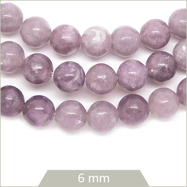 Env. 58 perles rondes en Lépidolite, 6 mm