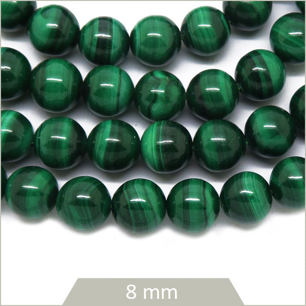 Env. 25 perles rondes en Malachite 8 mm