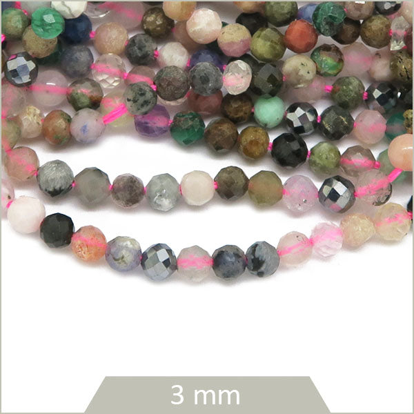 Env. 120 perles facettées mix de pierres naturelles 3 mm