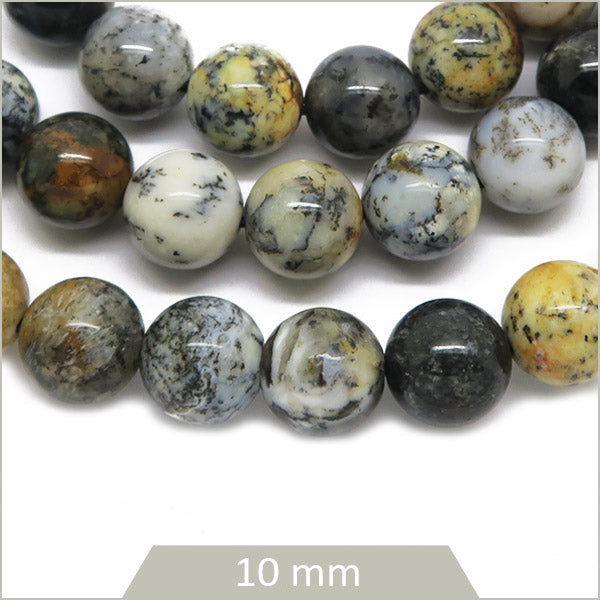 Env. 38 perles rondes en Opale noire, 10 mm