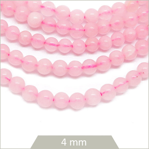 Env. 86 perles rondes en Quartz rose, 4mm