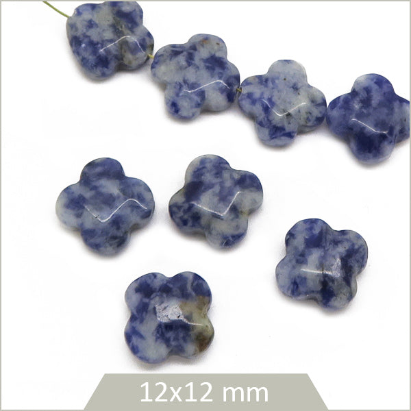 10 perles trèfles en sodalite