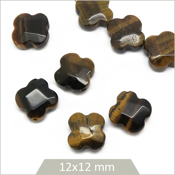 10 perles trèfles œil de tigre