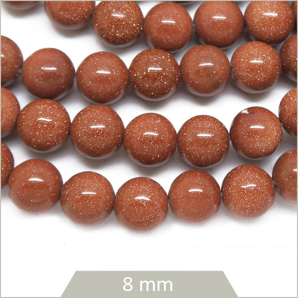 Env. 48 perles rondes en Pierre de sable dorée 8 mm