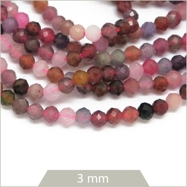 Env. 140 perles à facettes en Spinelle coloré 3 mm