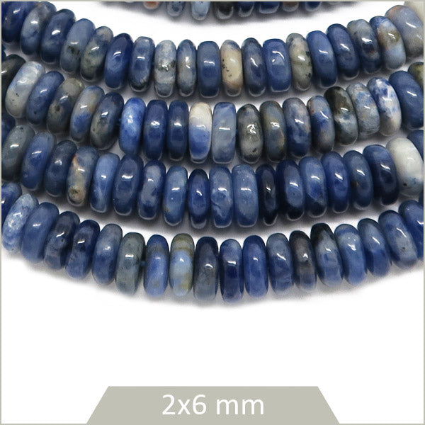 Env. 160 perles soucoupes en Sodalite, 6x2 mm