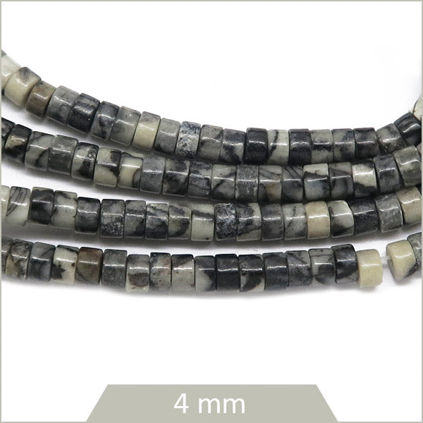 Env. 150 perles heishi en Jaspe, 4mm