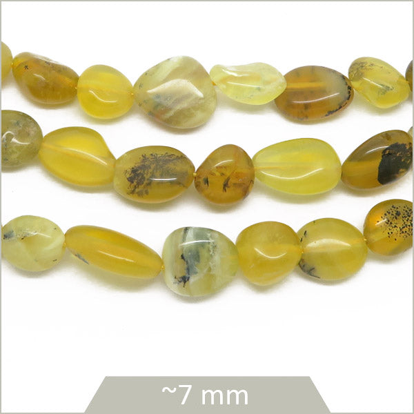 38 cm de perles galets Opale ocre 7mm