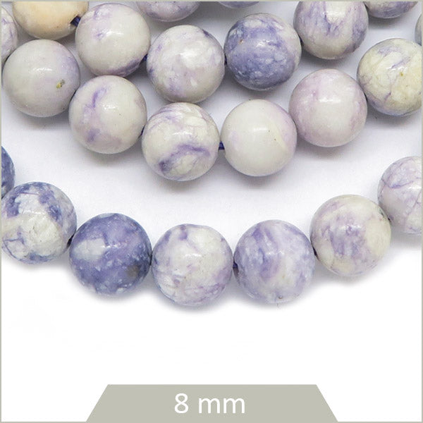 Env. 42 perles rondes en Turquoise Violette, 8 mm