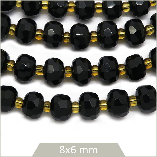 Env. 45 perles donuts à facettes en Onyx, 8x6 mm