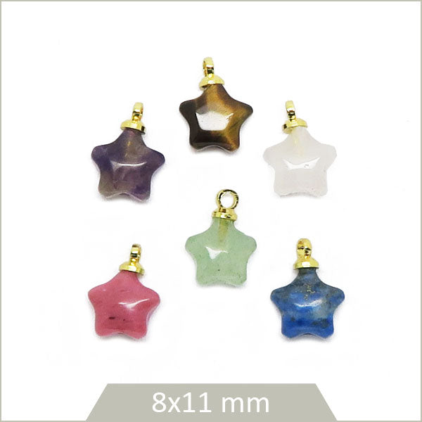 6 pendentifs étoiles mix de pierres naturelles