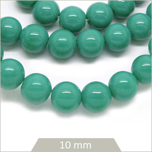 Env. 38 perles de verre rondes 10 mm bleu turquoise