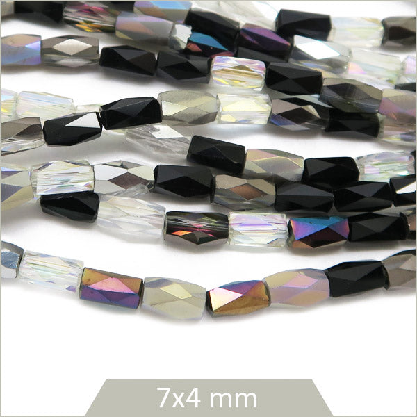 perles colonnes à facettes en verre