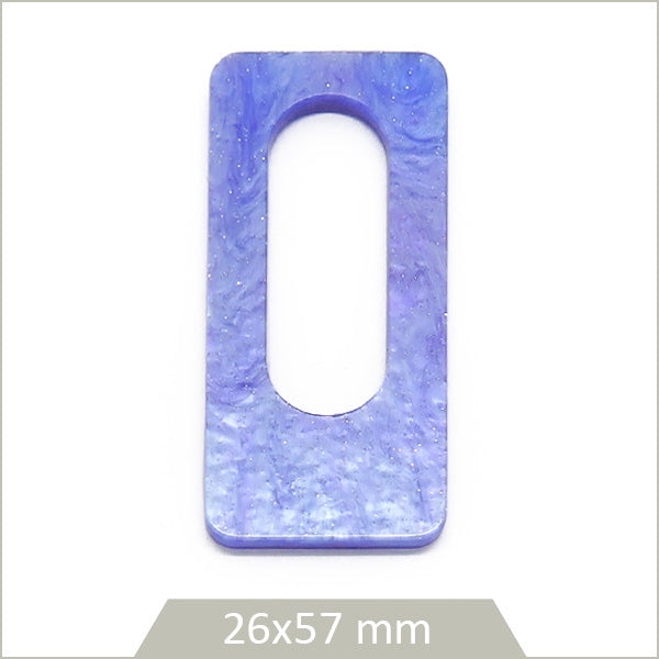 4 breloques rectangle retro en acétate bleu pervenche