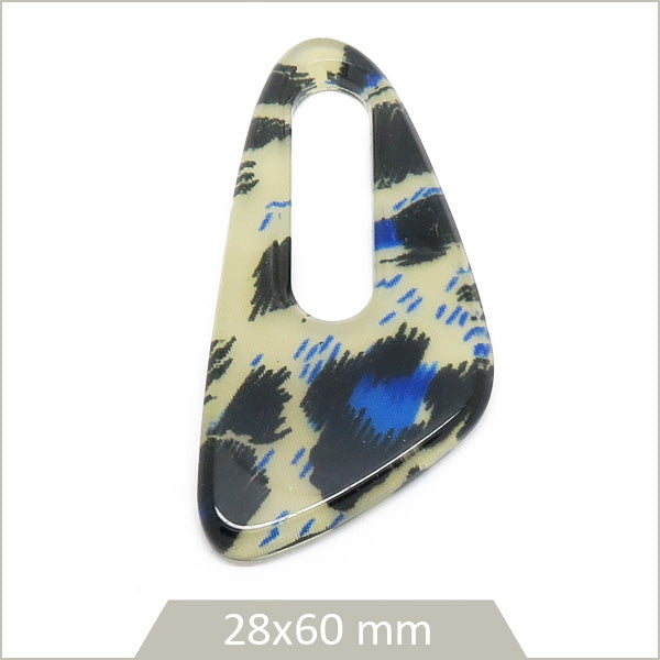4 breloques triangle en acétate motif peau d'animal