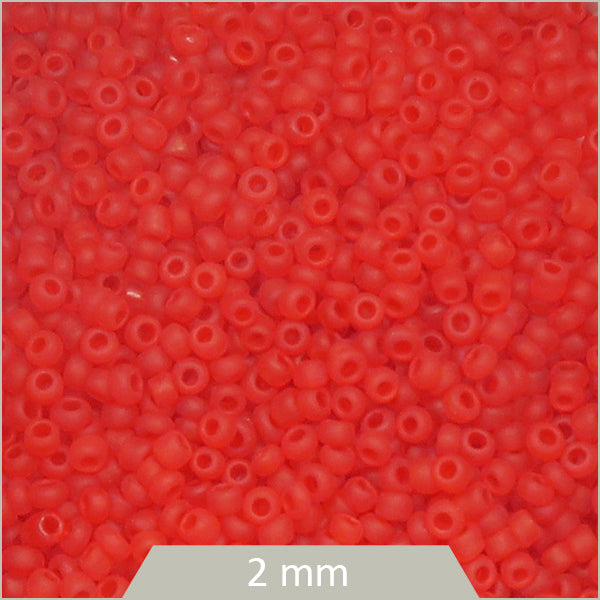 40g de perles rocailles rouge givrées 2mm
