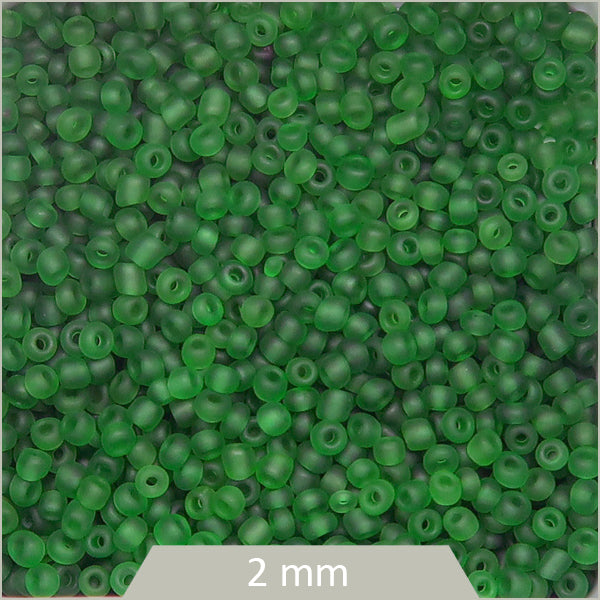 40g de perles rocailles vert givrées 2mm