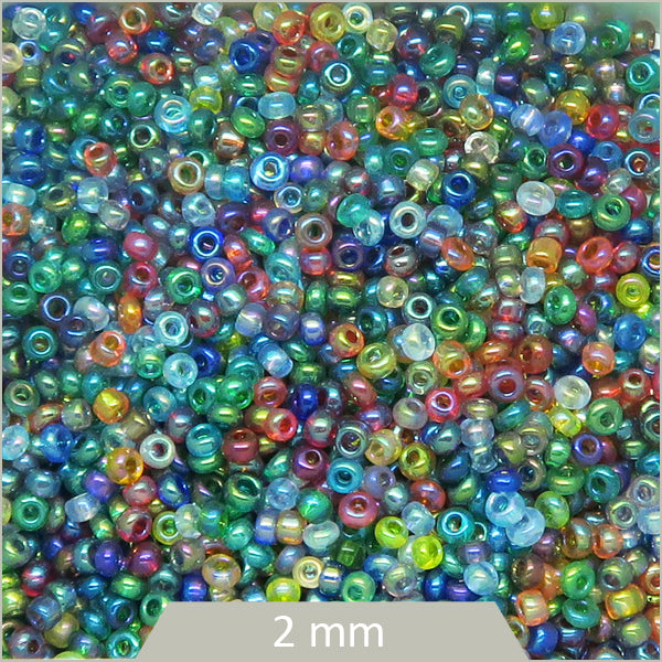 40g de perles rocailles transparentes arc-en-ciel 2mm