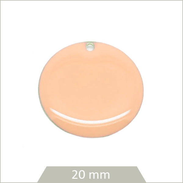 4 sequins effet émaillé rose nude 20mm ronds