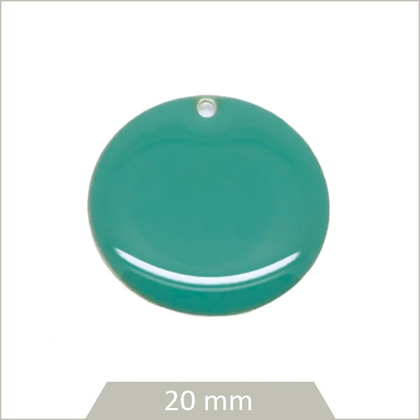 4 sequins effet émaillé ronds 20 mm vert jade
