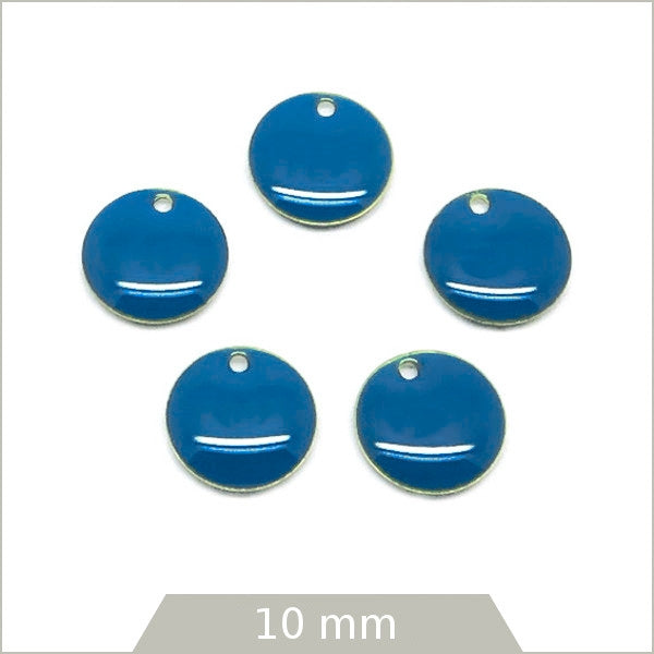 pendentif rond émaillé bleu pour bijoux
