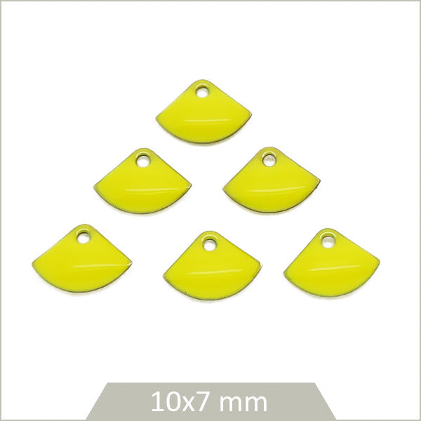 6 sequins éventails effet émaillé jaune